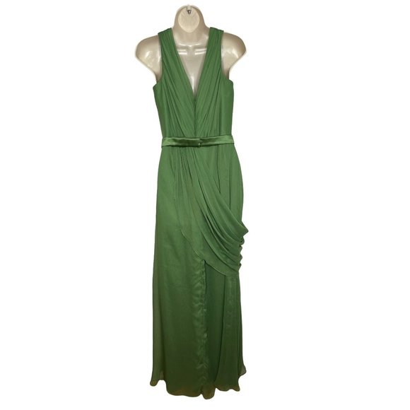 Lela Rose Bridesmaid Clover Belted VNeck Draped Gown by Dessy LR174 Size 8 - Picture 3 of 16